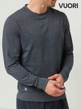 vuori Men's Ponto Performance Crew in Charcoal Heather - XL